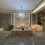 Luxury Fabric Sofa Set with Gold Stainless Steel Base (3-Seater + Loveseat + Accent Chair)